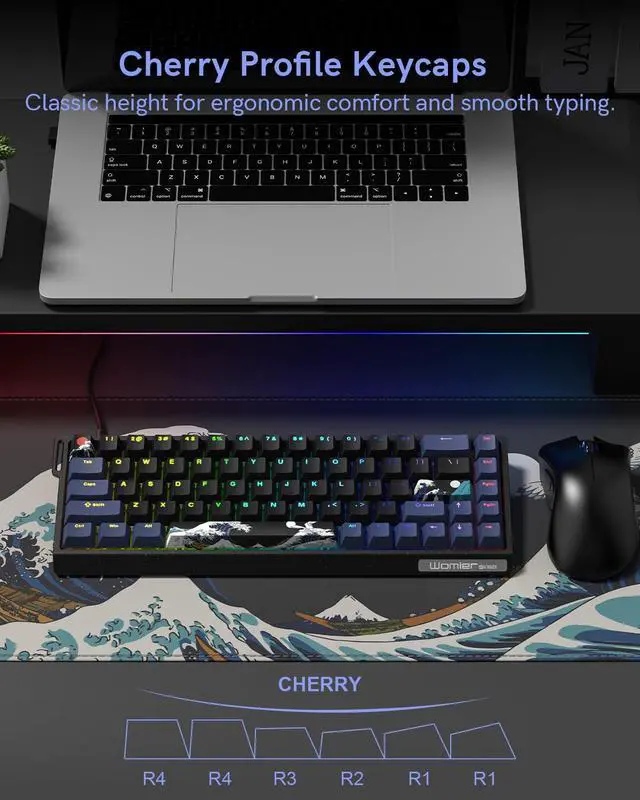 Alt view image 7 of 7 - Typehaven SK68 65% Gaming Keyboard, Wired Backlit Mini Keyboard w/100% Hot-Swap Socket 68 Keys Aluminum Gaming Wired Keyboard for PC Laptop Game