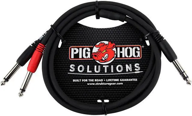 Alt view image 5 of 6 - Pig Hog 3' 1/4" TRS Male to Dual 1/4" Mono Male Insert Cable #PYIC03