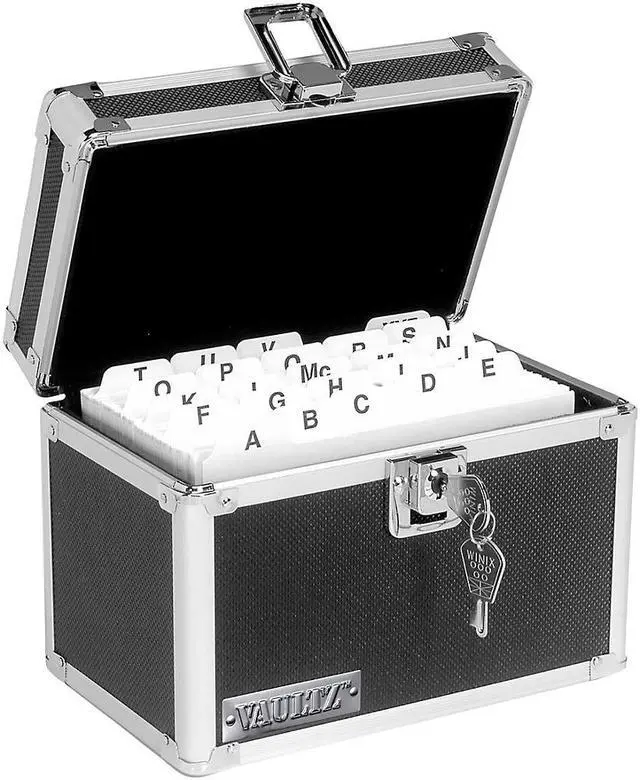 Alt view image 4 of 5 - Vaultz Locking Index Card File with Flip Top Holds 450 4 x 6 Cards Black VZ01171