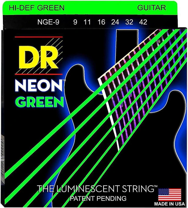 Alt view image 3 of 8 - DR Neon HiDef Super Electic Guitar Strings - Green - Lite