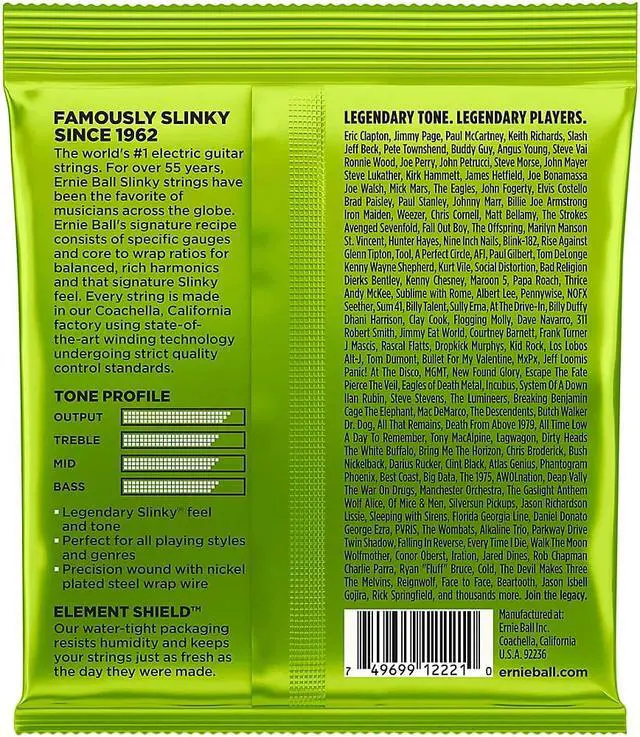 Alt view image 8 of 13 - Ernie Ball 2221 Nickel Slinky Lime Guitar Strings - Buy 10, Get 2 Free