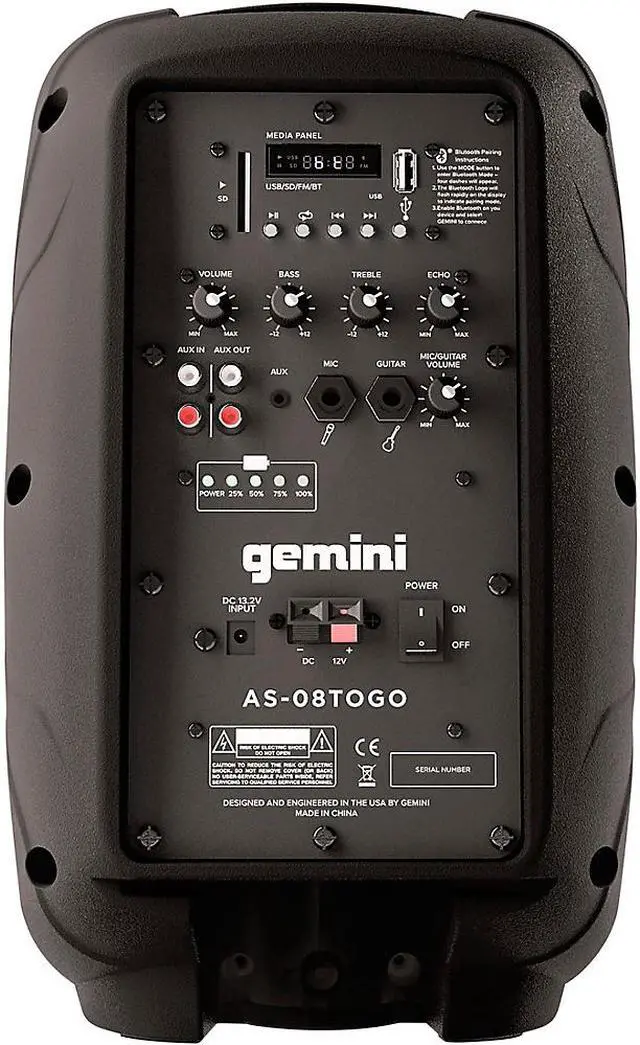 Alt view image 5 of 8 - Gemini AS-08 TOGO Passive speaker with 8 in. woofer.