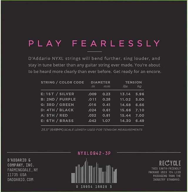 Alt view image 2 of 7 - D'Addario NYXL0942 Super-Light 3-Pack Electric Guitar Strings