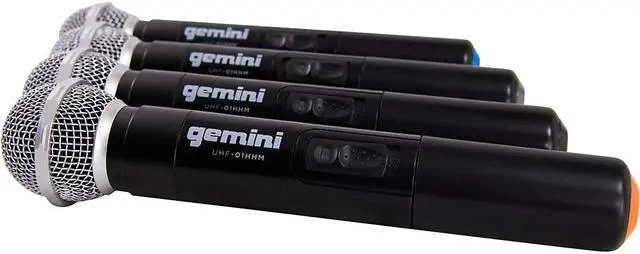 Alt view image 8 of 12 - Gemini UHF-04M 4-Channel Wireless Handheld Microphone System S1234