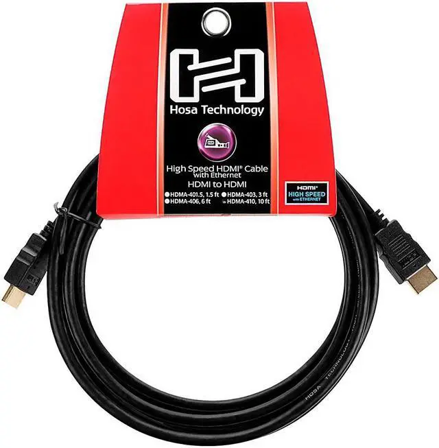 Alt view image 3 of 8 - Hosa Technology 1.5' High-Speed HDMI Male to HDMI Male Cable with Ethernet