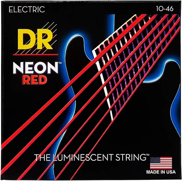 Alt view image 2 of 7 - DR Strings Hi-Def NEON Red Coated Medium (10-46) Electric Guitar Strings