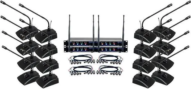 Alt view image 4 of 6 - VocoPro Digital-Conference-12 Sixteen Channel UHF Wireless Conference Microphone System