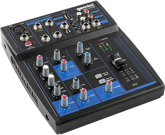 Alt view image 13 of 20 - Gemini compact 5-channel Bluetooth mixer with USB playback