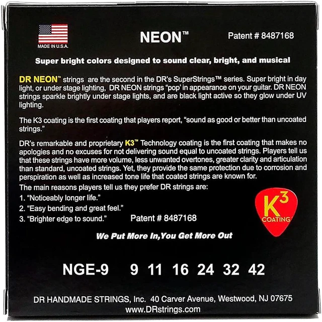 Alt view image 4 of 8 - DR Neon HiDef Super Electic Guitar Strings - Green - Lite