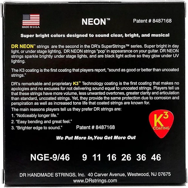 Alt view image 5 of 6 - DR Strings NEON Hi-Def Green SuperStrings Light Top Heavy Bottom Electric Guitar Strings