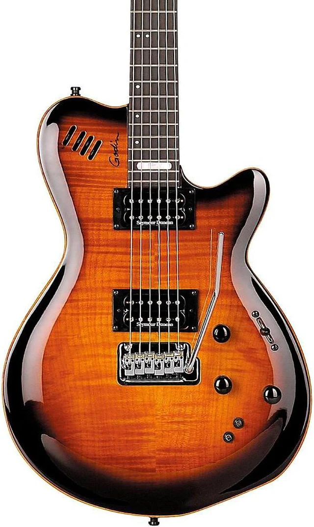 Alt view image 8 of 10 - Godin (024124) LGXT Cognac Burst Flame Electric Guitar with Gig Bag