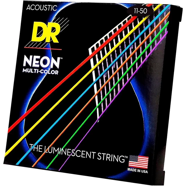Alt view image 12 of 15 - DR Strings - NEON - MULTI COLOR - Acoustic Guitar Strings MED LT NMCA-11 - 11-50