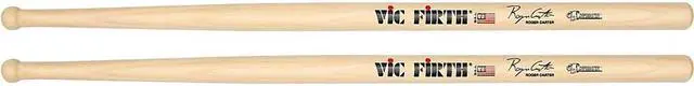 Alt view image 5 of 8 - Vic Firth Corpsmaster Roger Carter Signature Marching Snare Drum Sticks Wood