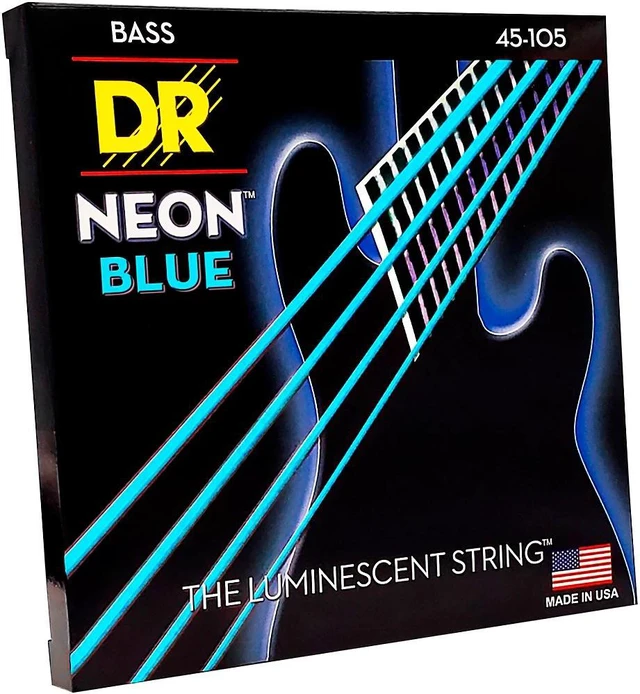 Alt view image 5 of 5 - DR Strings Hi-Def NEON Blue Coated Medium 4-String (45-105) Bass Guitar Strings