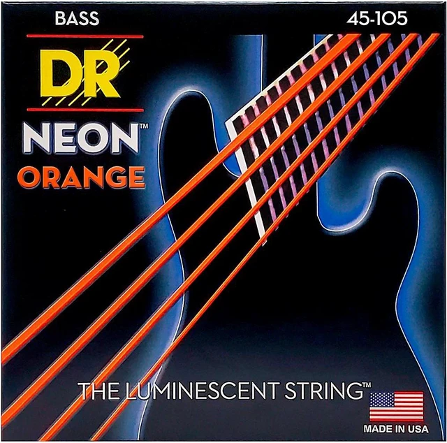 Main image of DR Strings NEON Hi-Def Orange Bass SuperStrings Medium 4 String