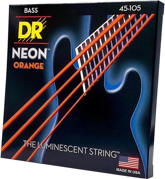 Alt view image 3 of 7 - DR Strings NEON Hi-Def Orange Bass SuperStrings Medium 4 String