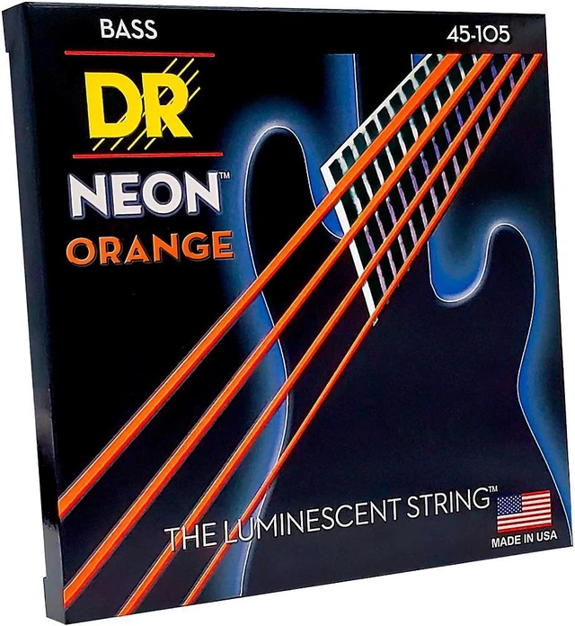 Alt view image 4 of 7 - DR Strings NEON Hi-Def Orange Bass SuperStrings Medium 4 String