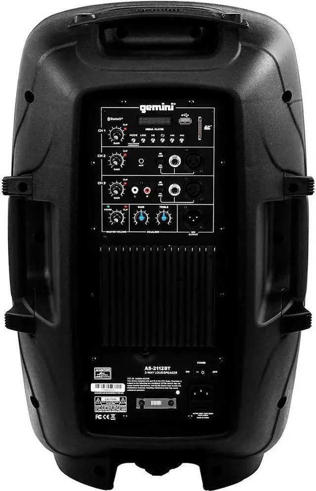 Alt view image 8 of 10 - Gemini AS-2112BT 12" 1,500W Powered Loudspeaker With Bluetooth