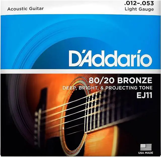 Alt view image 9 of 18 - D'Addario EJ11 80/20 Bronze Acoustic Guitar Strings, Light, 12-53 EJ11 D'ADDARIO