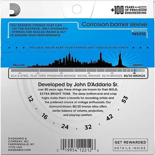Alt view image 11 of 18 - D'Addario EJ11 80/20 Bronze Acoustic Guitar Strings, Light, 12-53 EJ11 D'ADDARIO