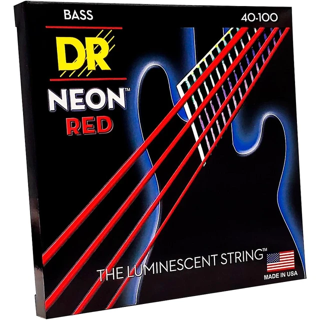 Alt view image 8 of 8 - DR Strings Hi-Def NEON Red Coated Lite Bass Strings (40-100)