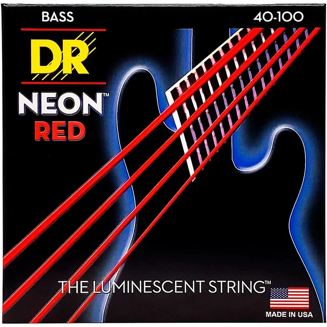 Alt view image 5 of 8 - DR Strings Hi-Def NEON Red Coated Lite Bass Strings (40-100)