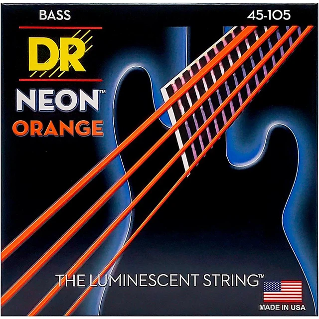 Alt view image 5 of 7 - DR Strings NEON Hi-Def Orange Bass SuperStrings Medium 4 String