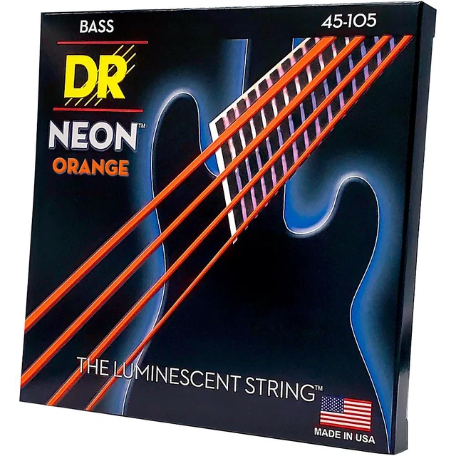 Alt view image 7 of 7 - DR Strings NEON Hi-Def Orange Bass SuperStrings Medium 4 String