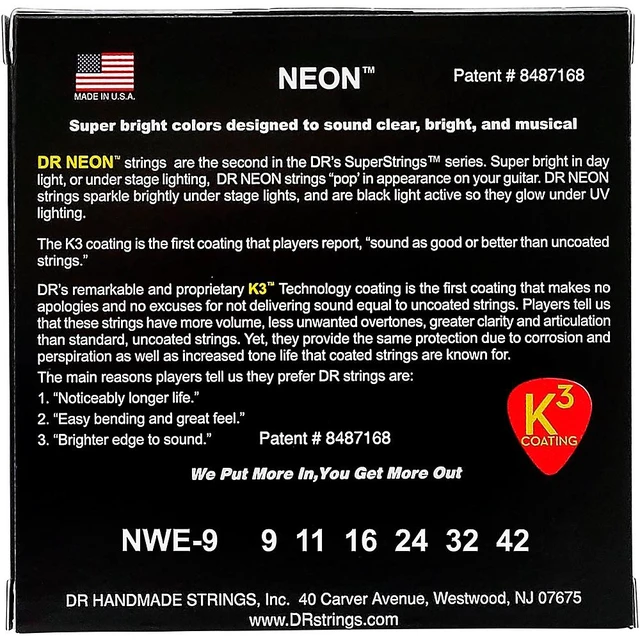 Alt view image 3 of 4 - DR Strings HI-DEF NEON Electric Guitar Strings (NWE-9)