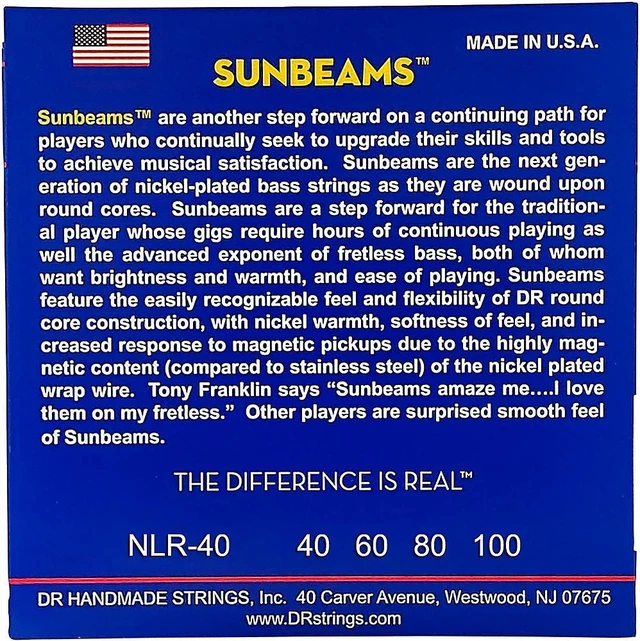 Alt view image 2 of 3 - DR Strings Sunbeams NLR-40 Light 4-String Bass Strings