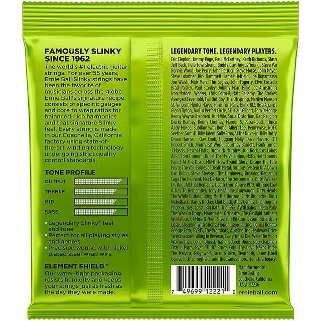 Alt view image 11 of 13 - Ernie Ball 2221 Nickel Slinky Lime Guitar Strings - Buy 10, Get 2 Free