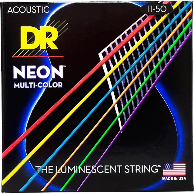 Alt view image 13 of 15 - DR Strings - NEON - MULTI COLOR - Acoustic Guitar Strings MED LT NMCA-11 - 11-50
