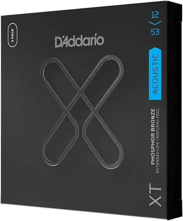 Alt view image 7 of 10 - 3-Pack of D'Addario XTAPB1253 XT Phosphor Bronze Acoustic Guitar Strings 12-53