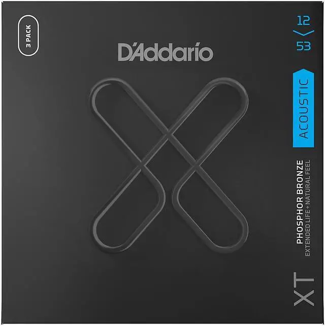 Alt view image 8 of 10 - 3-Pack of D'Addario XTAPB1253 XT Phosphor Bronze Acoustic Guitar Strings 12-53
