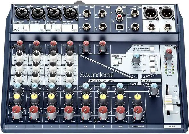 Alt view image 5 of 15 - Soundcraft NOTEPAD-12FX; 12CH DESKTOP MIX MIXER W/ USB, 3 BAND EQ AND LEXICON EFFECTS