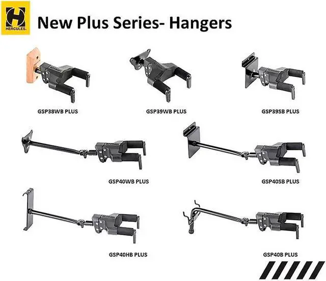 Alt view image 3 of 8 - Hercules Stands GSP38WB PLUS Auto Grip System (AGS) Guitar Wall Hanger Short Arm, Wooden Base
