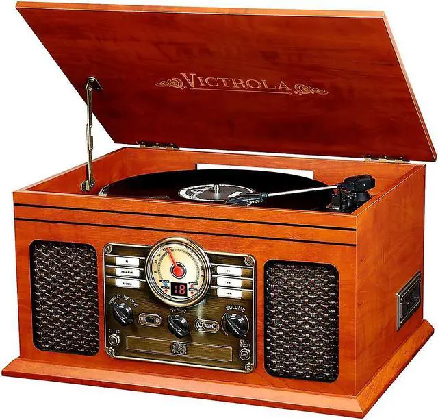 Alt view image 3 of 7 - Victrola VTA200BMAH Classic Wood 6-in-1 Bluetooth Turntable Entertainment Center
