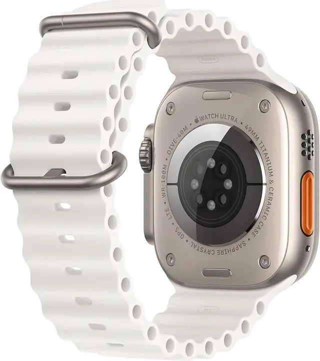 Alt view image 3 of 3 - Apple Watch Ultra 1st Gen (GPS + Cellular) 49mm White Titanium Case with White Ocean Band