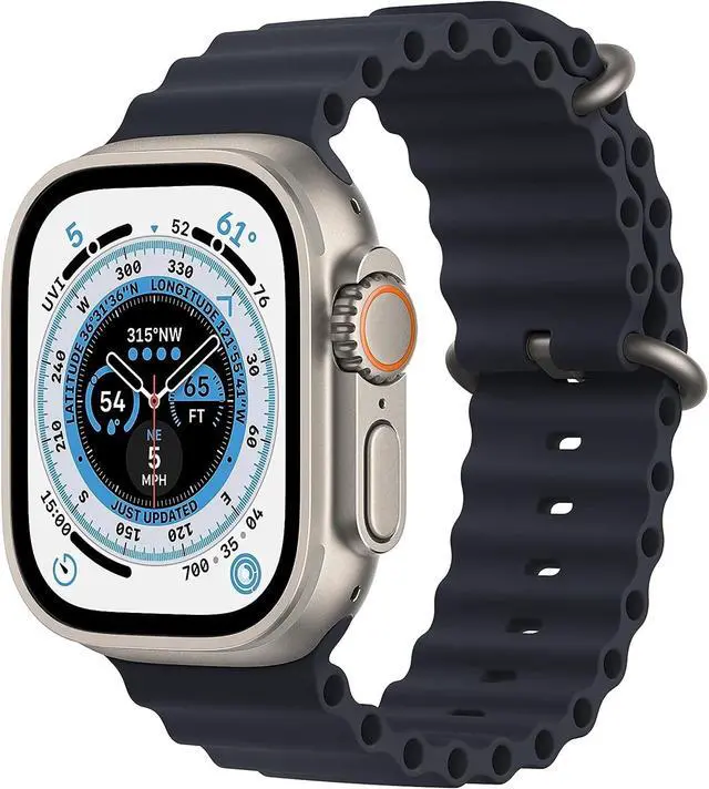 Alt view image 2 of 3 - Apple Watch Ultra 1st Gen (GPS+Cellular) 49mm Midnight Titanium Case with Midnight Ocean Band
