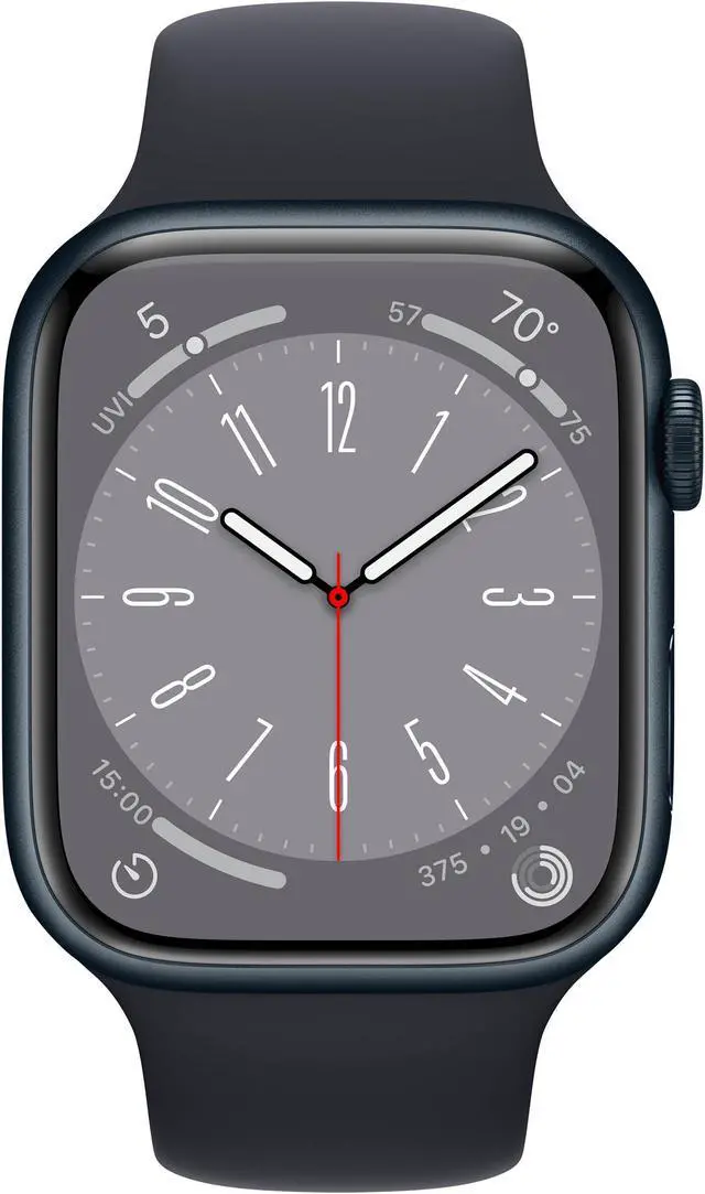 Alt view image 2 of 3 - Apple Watch Series 8 (GPS + Cellular) 45mm Midnight Aluminum Case with Midnight Sport Band