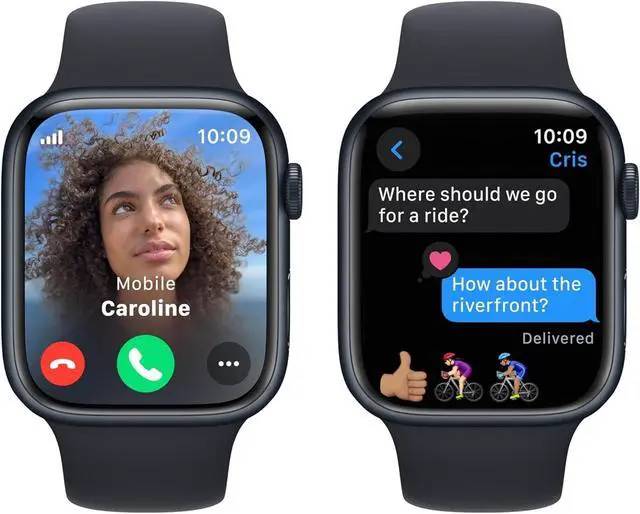 Alt view image 3 of 5 - Apple Watch Series 9 (GPS + Cellular) 45mm Midnight Aluminum Case with Midnight Sport Band