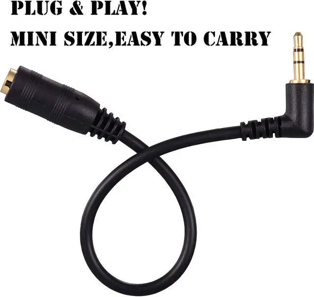 Alt view image 6 of 6 - 2 Pack Gold Plated 2.5mm Male to 3.5mm (1/8 inch) Female Stereo Audio Jack Adapter Cable 90 Degree Right Angle Connector