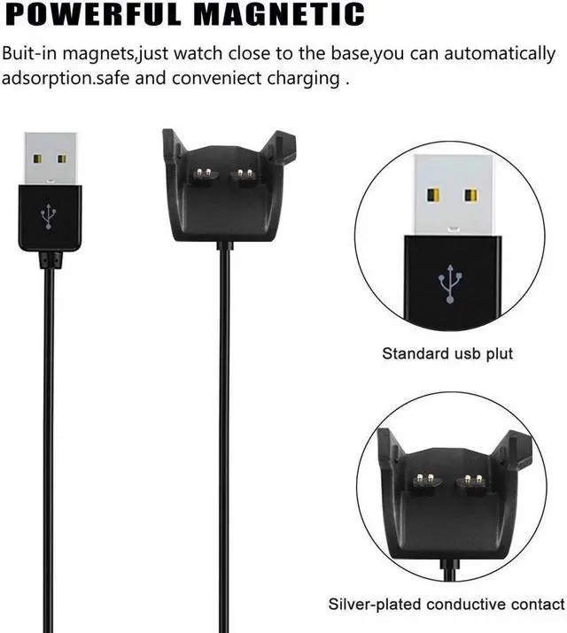 Alt view image 3 of 7 - 2-Pack 3.93ft Charging Cable for Garmin Vivosmart HR Replacement Charger Cable Cord for Garmin Vivosmart HR / Vivosmart HR+ / Vivosmart HR Plus / Approach X40 Smart Watch