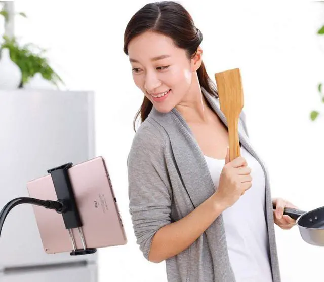 Alt view image 5 of 6 - Tablet Stand Holder Mount Holder Clip with Grip Flexible Long Arm Gooseneck Compatible with iPad iPhone Nintendo Switch Samsung Galaxy Tabs Amazon Kindle Fire HD