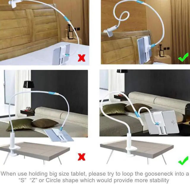 Alt view image 7 of 7 - Flexible Arm Clip Tablet Stand Tablet Holder for Bed 4.7-10.5" Devices Tablet Mount for New iPad 2019, iPad Mini Pro Air, Samsung Galaxy Tab S5E T510 S6 Tablet Stands Holders - 51inch Length