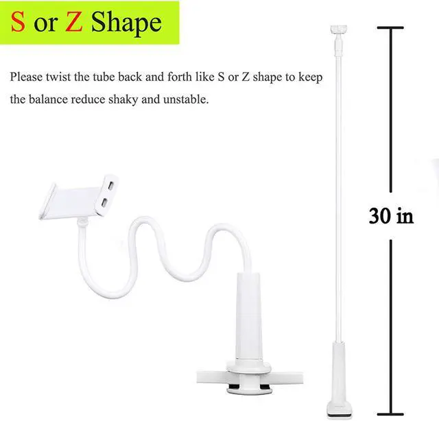 Alt view image 2 of 7 - Tablet Stand Holder Mount Holder Clip with Grip Flexible Long Arm Gooseneck Compatible with iPad iPhone Nintendo Switch Samsung Galaxy Tabs Amazon Kindle Fire HD