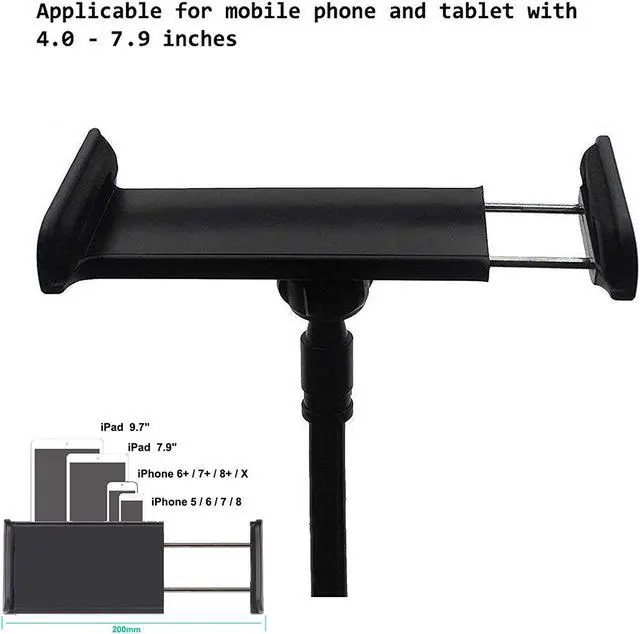 Alt view image 3 of 6 - Tablet Stand Holder Mount Holder Clip with Grip Flexible Long Arm Gooseneck Compatible with iPad iPhone Nintendo Switch Samsung Galaxy Tabs Amazon Kindle Fire HD
