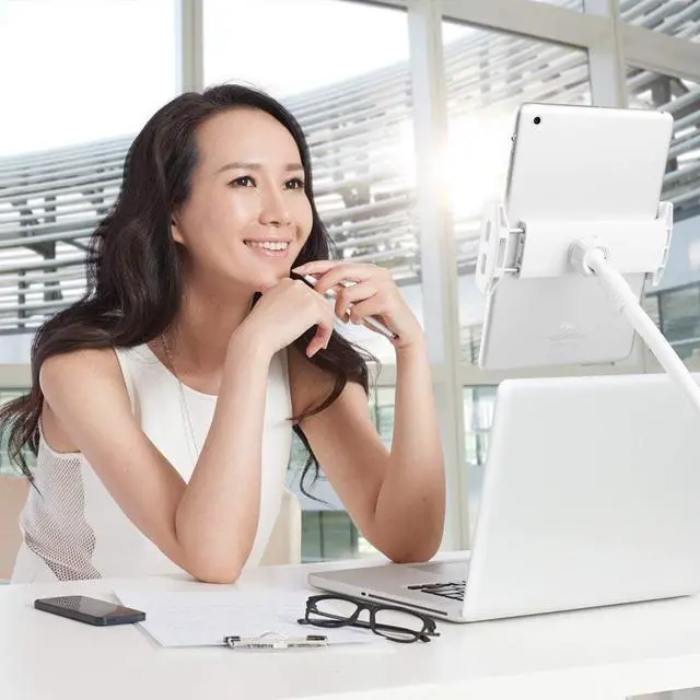 Alt view image 6 of 7 - Tablet Stand Holder Mount Holder Clip with Grip Flexible Long Arm Gooseneck Compatible with iPad iPhone Nintendo Switch Samsung Galaxy Tabs Amazon Kindle Fire HD