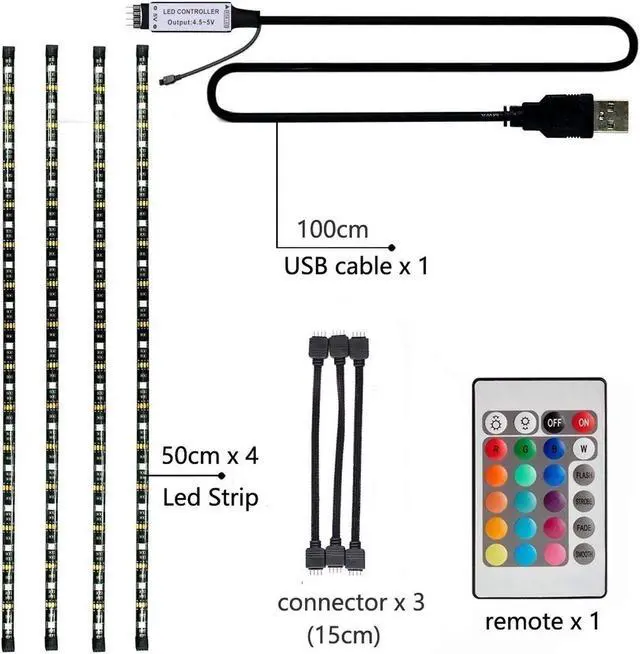 Alt view image 3 of 7 - Led Strip Lights 6.56ft / 2m for 40-60in TV Waterproof 5050 RGB Bias Lighting for HDTV USB TV LED Backlight Kit with Remote Control