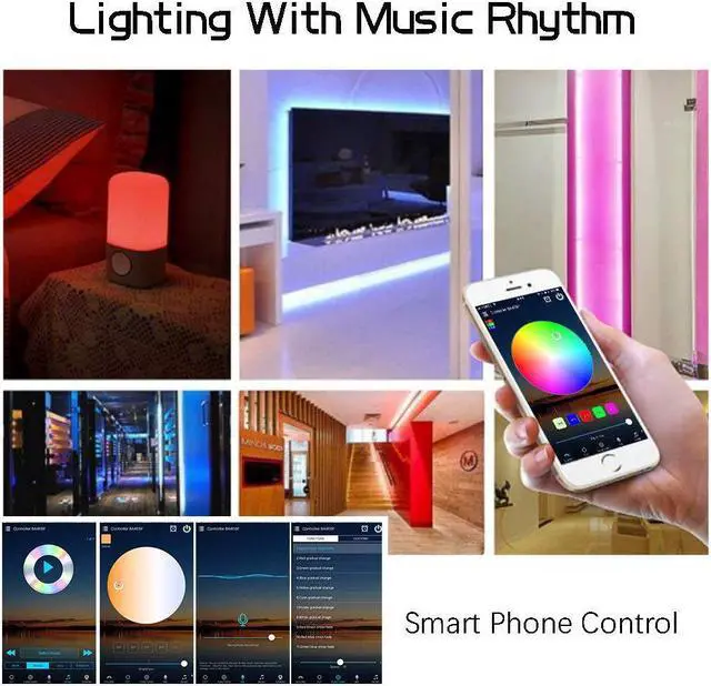Alt view image 3 of 7 - LED Strip Lights WiFi RGB Light Strips 32.8 ft/10m 300 LED SMD 5050 App Phone Controlled Light Strips Wireless LED Tape Ribbon Light Strips Compatible with Alexa Google Assistant